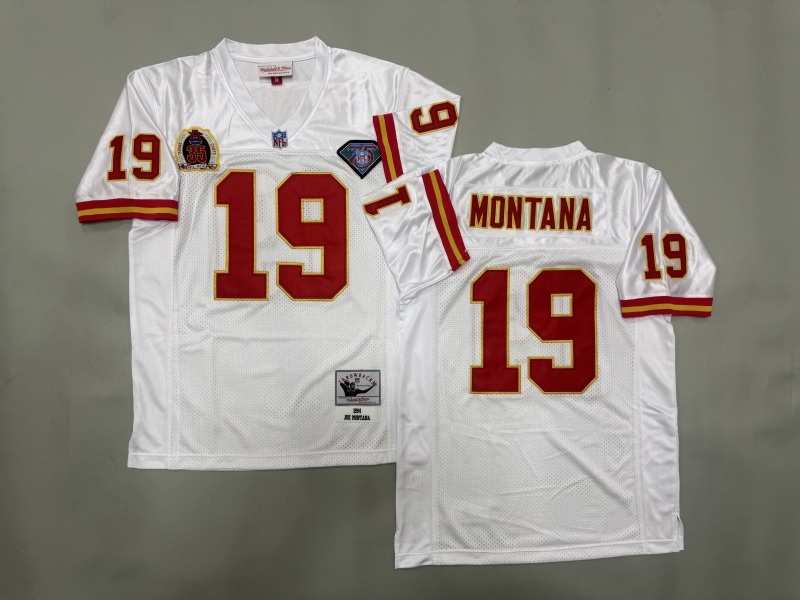 Men 2025 Kansas City Chiefs 19 Montana white Throwback Limited NFL Jersey style 001